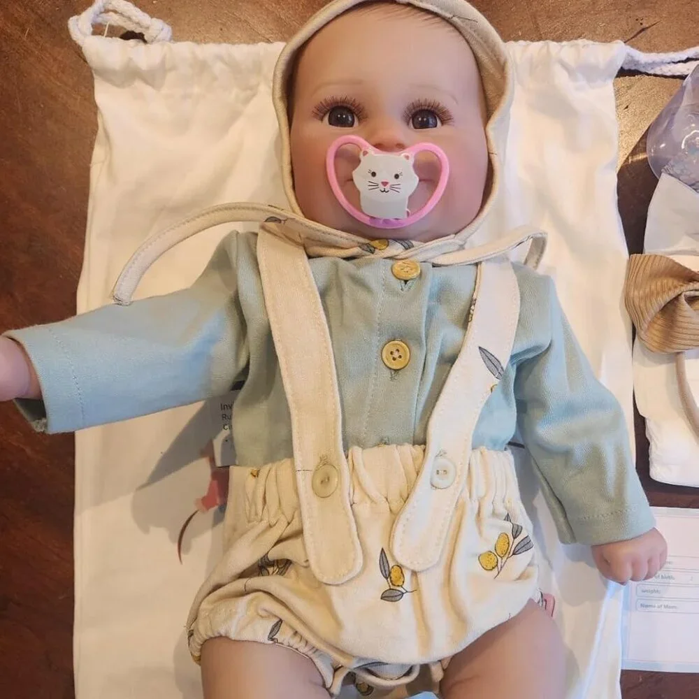 🆕20Inch Soft Cloth Body Newborn Baby Poseable Limbs  Green Lila Heart Girl Baby